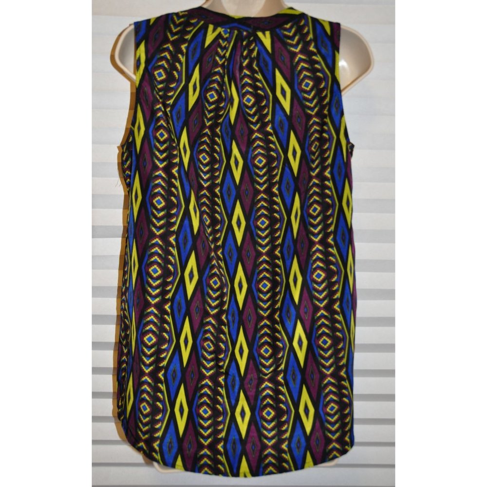 Sleeveless Summer Tunic Blouse by LOVE Note , Geometric pattern, size S - Picture 6 of 16